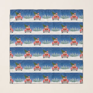 German Shepherd Dog Driving Car In Snow Christmas Scarf