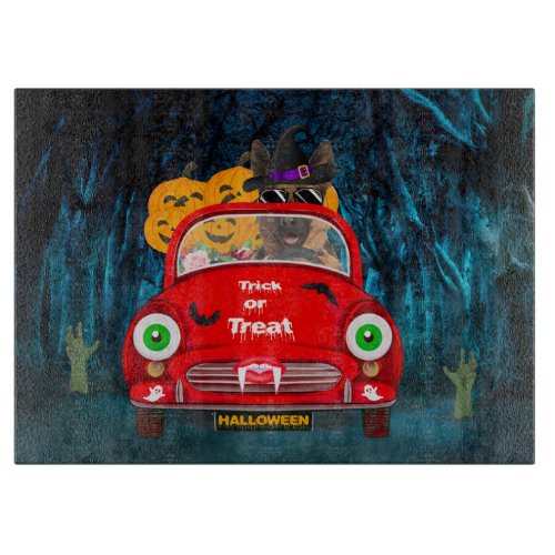 German Shepherd Dog Driving Car Scary Halloween Cutting Board