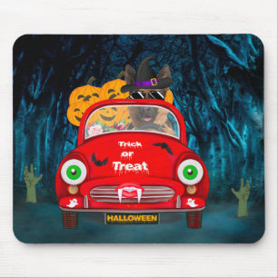 German Shepherd Dog Driving Car Scary Halloween Mouse Pad