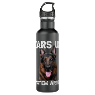German Shepherd Dog Ears Up System Armed Stainless Steel Water Bottle