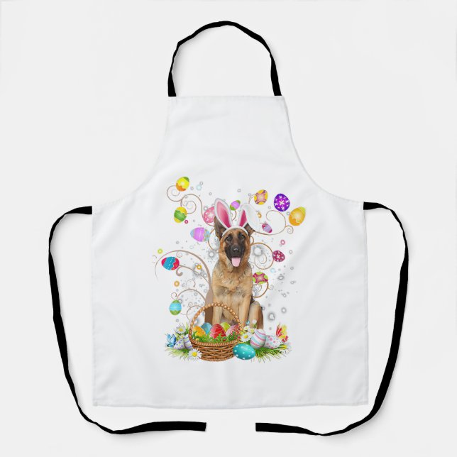 German Shepherd Dog Easter Egg Hunting Basket East Apron (Front)