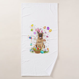German Shepherd Dog Easter Egg Hunting Basket East Bath Towel