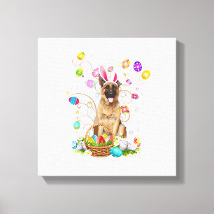German Shepherd Dog Easter Egg Hunting Basket East Canvas Print