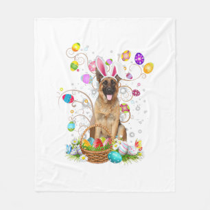 German Shepherd Dog Easter Egg Hunting Basket East Fleece Blanket