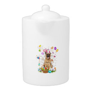 German Shepherd Dog Easter Egg Hunting Basket East Teapot