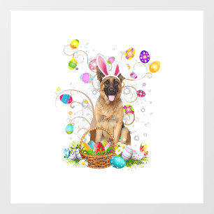 German Shepherd Dog Easter Egg Hunting Basket East Window Cling
