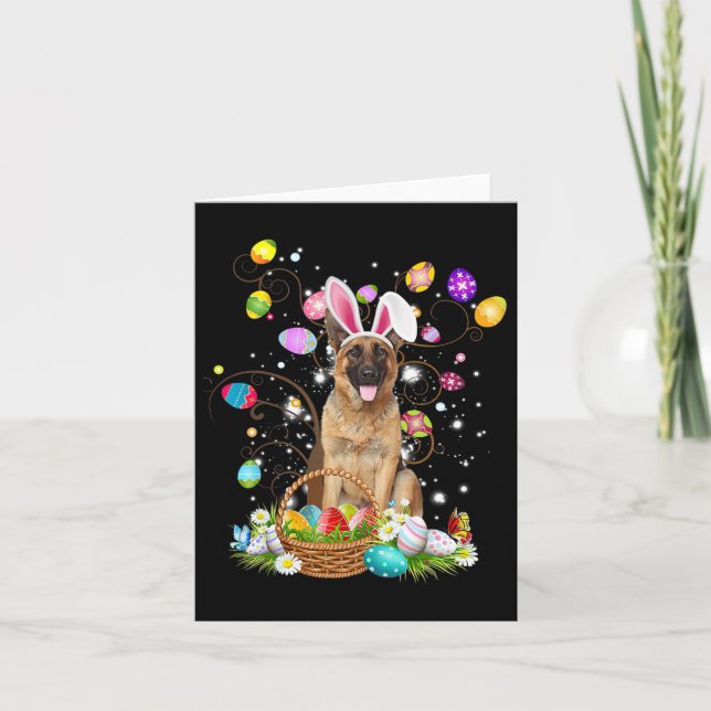 German Shepherd Dog Easter Egg Hunting Bysket East Card (Front)