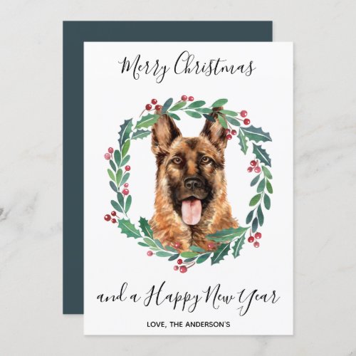 German Shepherd Dog Elegant Merry Christmas Holiday Card