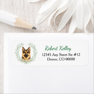 German Shepherd Dog Eucalyptus Leaf Wreath Label