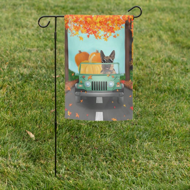 German Shepherd Dog Fall Pumpkin  Garden Flag (In SItu)