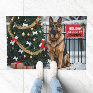 German Shepherd Dog Festive Holiday Christmas Doormat