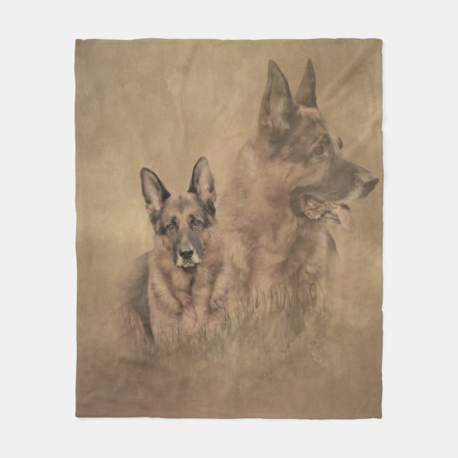 German Shepherd Dog Fleece Blanket (Front)