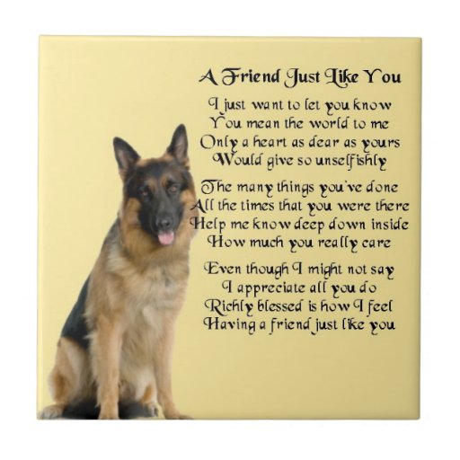 German Shepherd Dog Friend Poem Tile | Zazzle