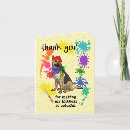 German Shepherd Dog Fun Art Birthday    Thank You Card