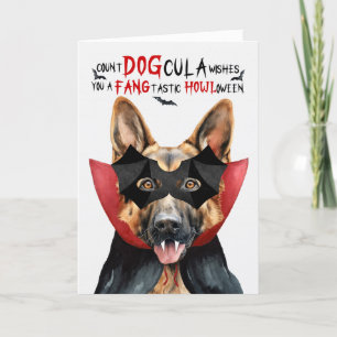 German Shepherd Dog Funny Count DOGcula Halloween Holiday Card