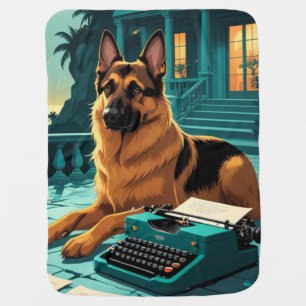German Shepherd Dog gentleman vintage Baby Blanket