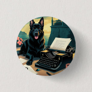 German Shepherd Dog gentleman vintage Button