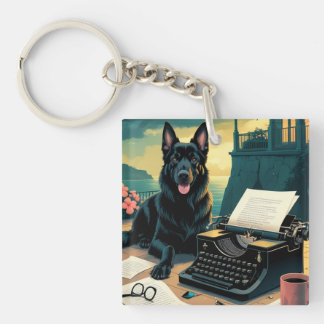 German Shepherd Dog gentleman vintage Keychain