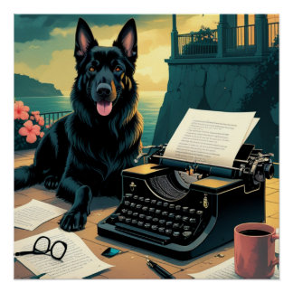 German Shepherd Dog gentleman vintage Poster