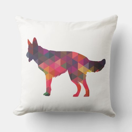 German Shepherd Dog Geometric Pattern Silhouette M Throw Pillow