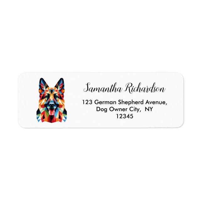 German Shepherd Dog Geometric Return Address Label (Front)