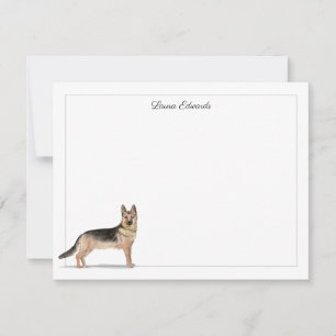 German Shepherd Dog Gray Border Personalized Note Card