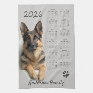German Shepherd Dog GSD 2026 Calendar Kitchen Towel