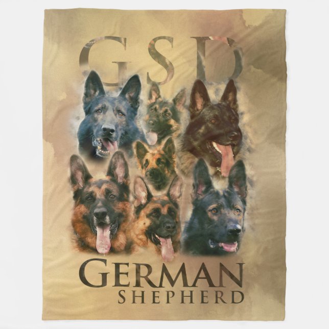 German Shepherd dog - GSD Painting collage Fleece Blanket (Front)