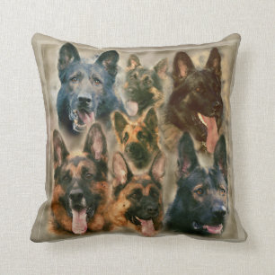 German Shepherd dog - GSD Painting collage Throw Pillow