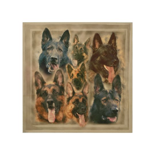 German Shepherd Dog Gsd Painting Collage Wood Wall Decor
