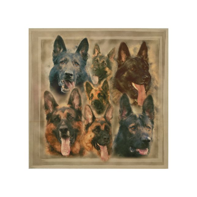 German Shepherd dog - GSD Painting collage Wood Wall Decor (Front)