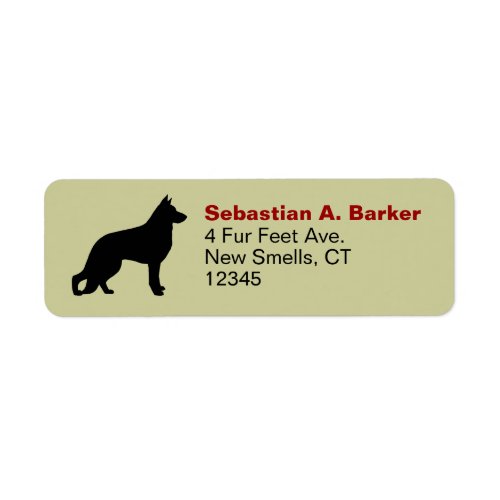 German Shepherd Dog GSD Silhouette Return Address Label