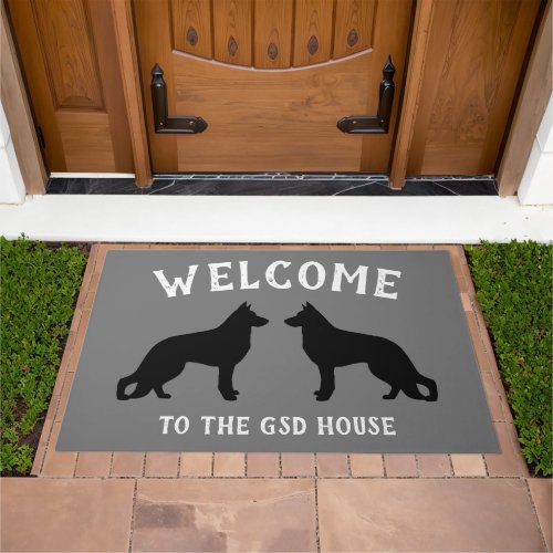 German Shepherd Dog GSD Silhouettes Custom Doormat