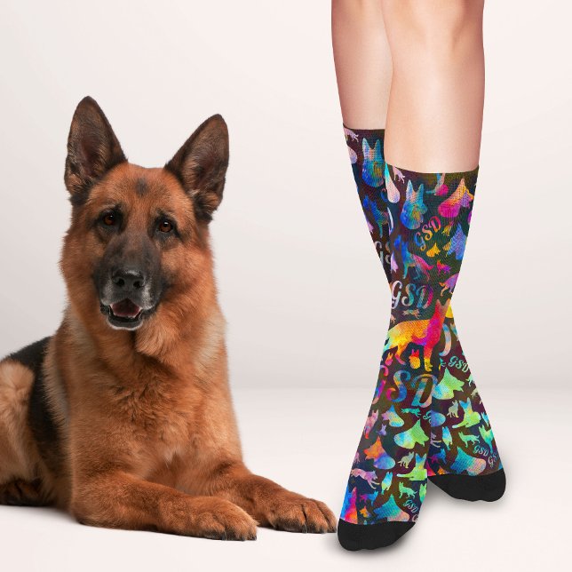 German Shepherd Dog - GSD word art pattern Socks (Creator Uploaded)