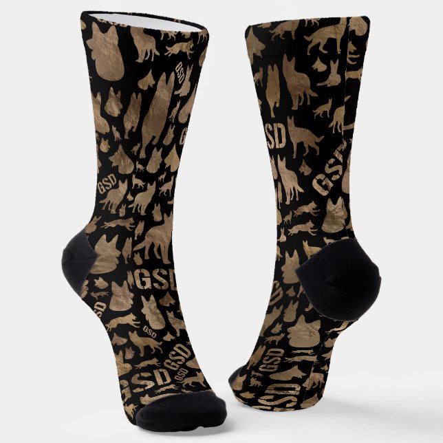 German Shepherd Dog - GSD word art pattern Socks (Angled)