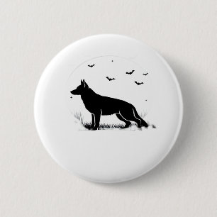 German Shepherd Dog – Halloween Moon Silhouette Cl Button