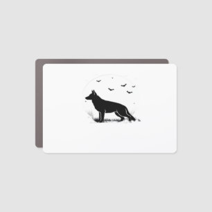 German Shepherd Dog � Halloween Moon Silhouette Cl Car Magnet