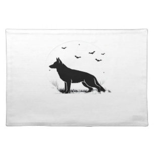 German Shepherd Dog – Halloween Moon Silhouette Cl Cloth Placemat