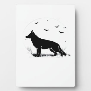 German Shepherd Dog � Halloween Moon Silhouette Cl Plaque