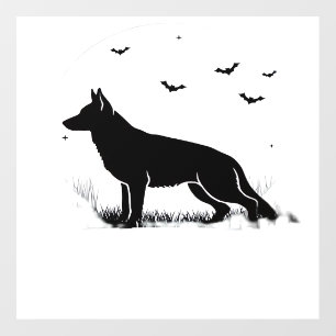 German Shepherd Dog � Halloween Moon Silhouette Cl Wall Decal