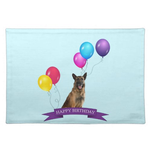 German Shepherd Dog Happy Birthday Cloth Placemat