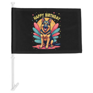 German Shepherd Dog Happy Birthday Party Shep Clot Car Flag