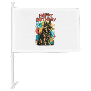 German Shepherd Dog Happy Birthday Party Shep Clot Car Flag