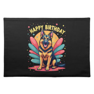 German Shepherd Dog Happy Birthday Party Shep Clot Cloth Placemat