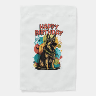 German Shepherd Dog Happy Birthday Party Shep Clot Garden Flag