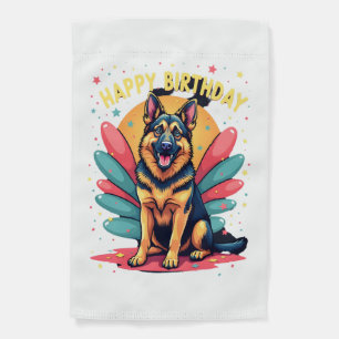 German Shepherd Dog Happy Birthday Party Shep Clot Garden Flag