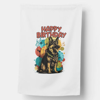 German Shepherd Dog Happy Birthday Party Shep Clot House Flag