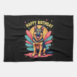 German Shepherd Dog Happy Birthday Party Shep Clot Kitchen Towel