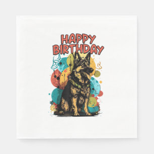 German Shepherd Dog Happy Birthday Party Shep Clot Napkins