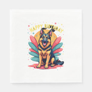 German Shepherd Dog Happy Birthday Party Shep Clot Napkins
